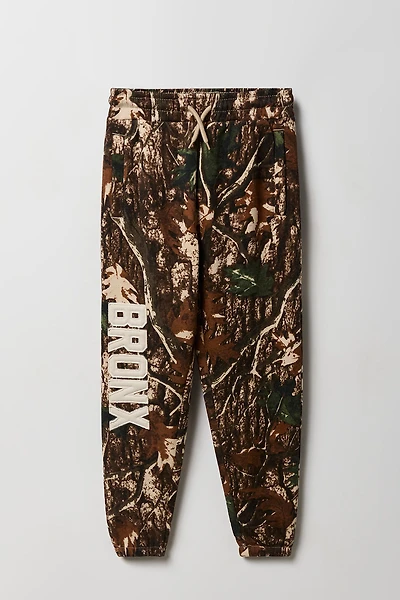 Jogger en molleton avec empiècement à motif camouflage pour enfant