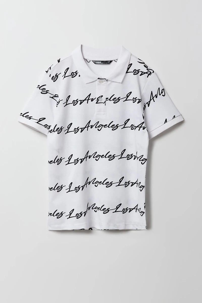 Boys Los Angeles Printed Polo Top