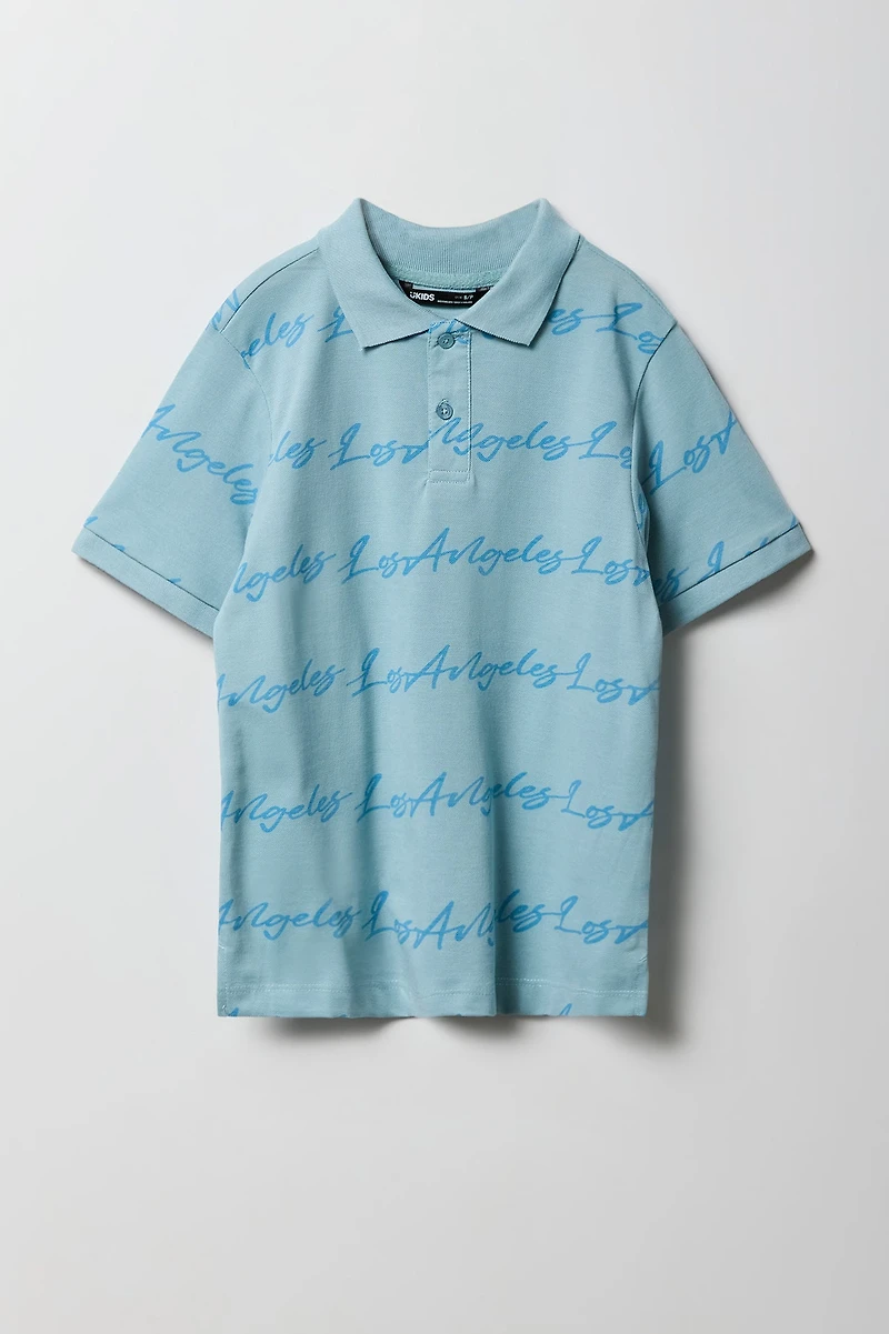 Boys Los Angeles Printed Polo Top