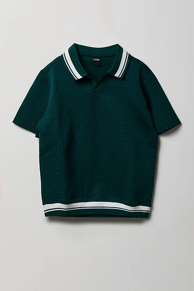Boys Textured Johnny Collar Polo