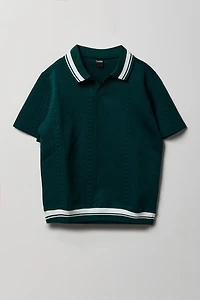 Boys Textured Johnny Collar Polo