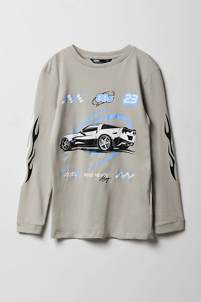 Kids Car Graphic Long Sleeve Top
