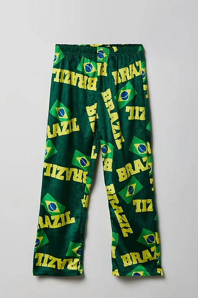 Boys Brazil Print Plush Pajama Pant