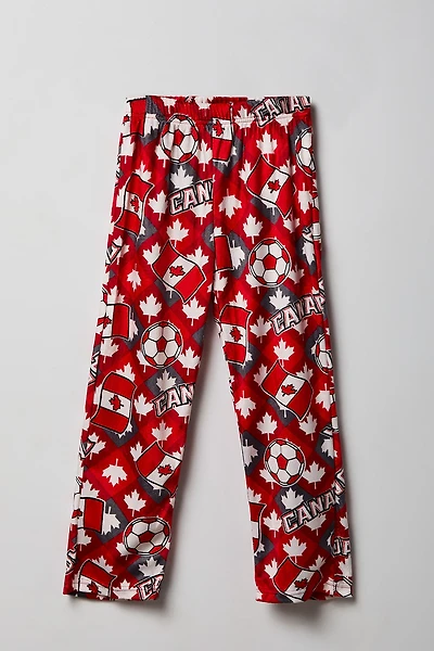 Boys Canada Print Plush Pajama Pant
