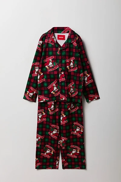 Ensemble pyjama en flanelle à imprimé Ganster Santa pour enfant