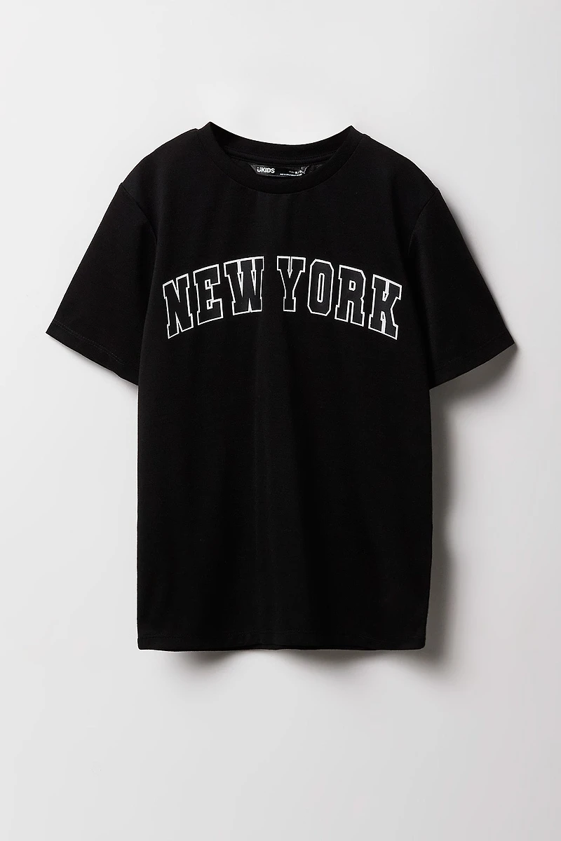 Ensemble-pyjama 2 pièces t-shirt imprimé et pantalon à carreaux pour garçons