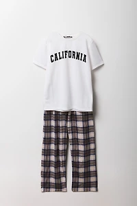 Ensemble-pyjama 2 pièces t-shirt imprimé et pantalon à carreaux pour garçons