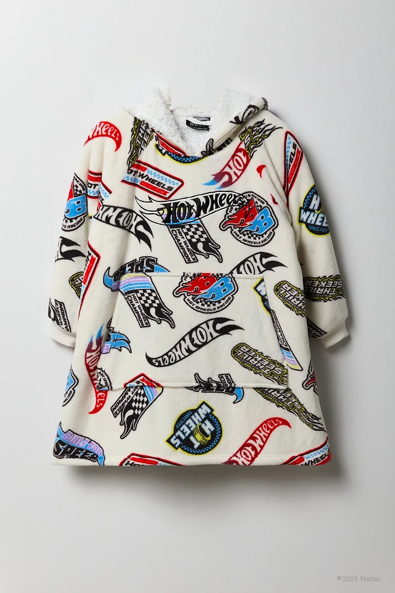 Couverture-haut à capuchon en peluche avec imprimé Hot Wheels™ pour enfant