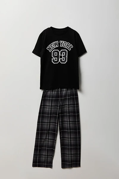 Kids Graphic Tee & Flannel Pant Pajama Set