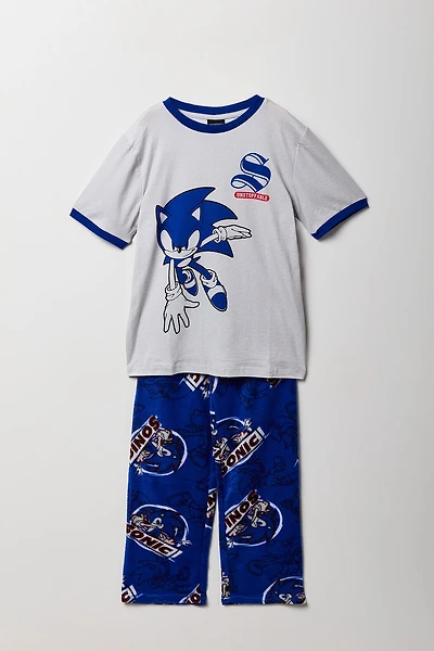 Kids Sonic Graphic T-Shirt & Plush Pant Pajama Set