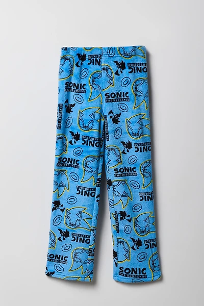 Pantalon de pyjama en peluche à imprimé Sonic pour enfant