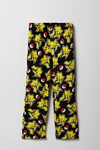 Kids Pikachu Print Plush Pajama Pant