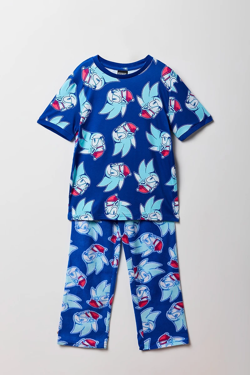 Kids Sonic Christmas T-Shirt & Plush Pant Pajama Set