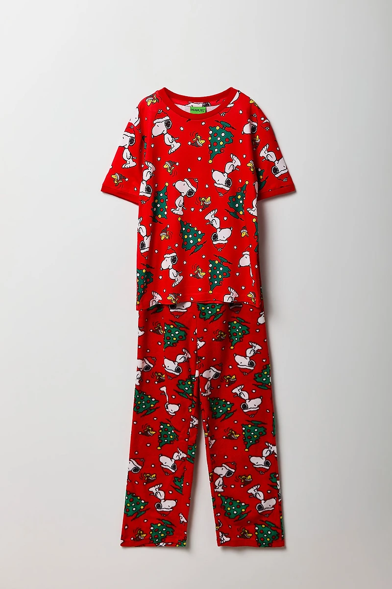 Boys Peanuts T-Shirt & Plush Pant Pajama Set