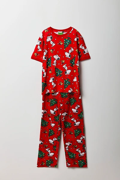 Boys Peanuts T-Shirt & Plush Pant Pajama Set