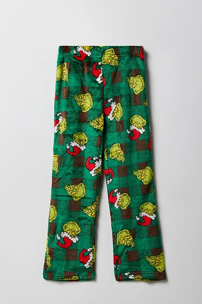 Kids Grinch Print Plush Pajama Pant