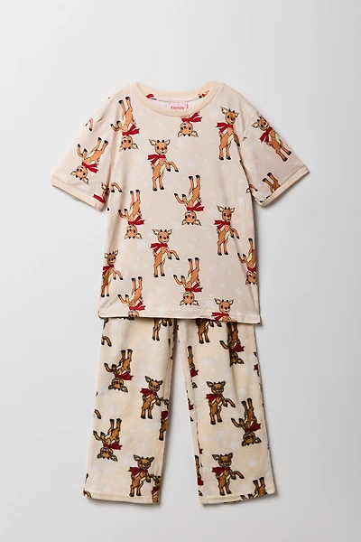 Kids Rudolph T-Shirt & Plush Pant Pajama Set