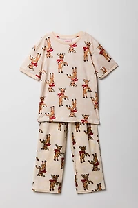 Kids Rudolph T-Shirt & Plush Pant Pajama Set