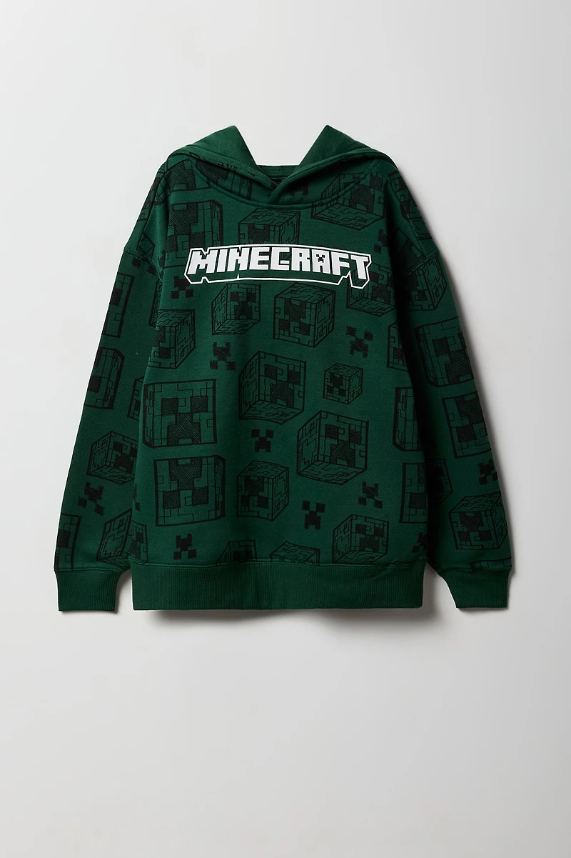 Haut à capuchon en molleton avec imprimé Minecraft pour enfant