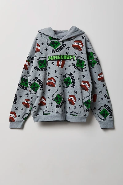 Kids Minecraft Print Fleece Hoodie