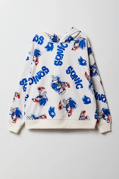 Haut à capuchon en molleton avec imprimé Sonic pour enfant