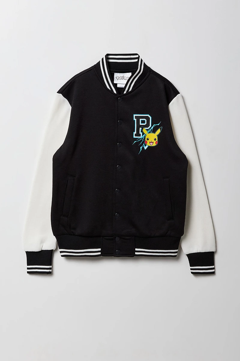 Blouson collégien en molleton à imprimé Pokémon pour enfants