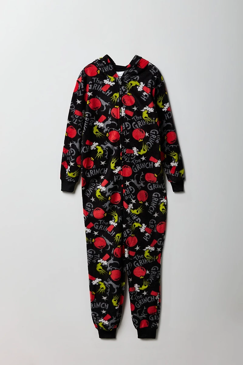 Kids Grinch Christmas Printed Fleece Onesie