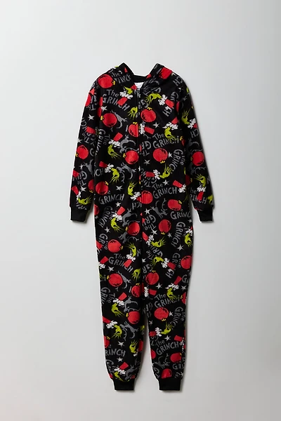 Kids Grinch Christmas Printed Fleece Onesie
