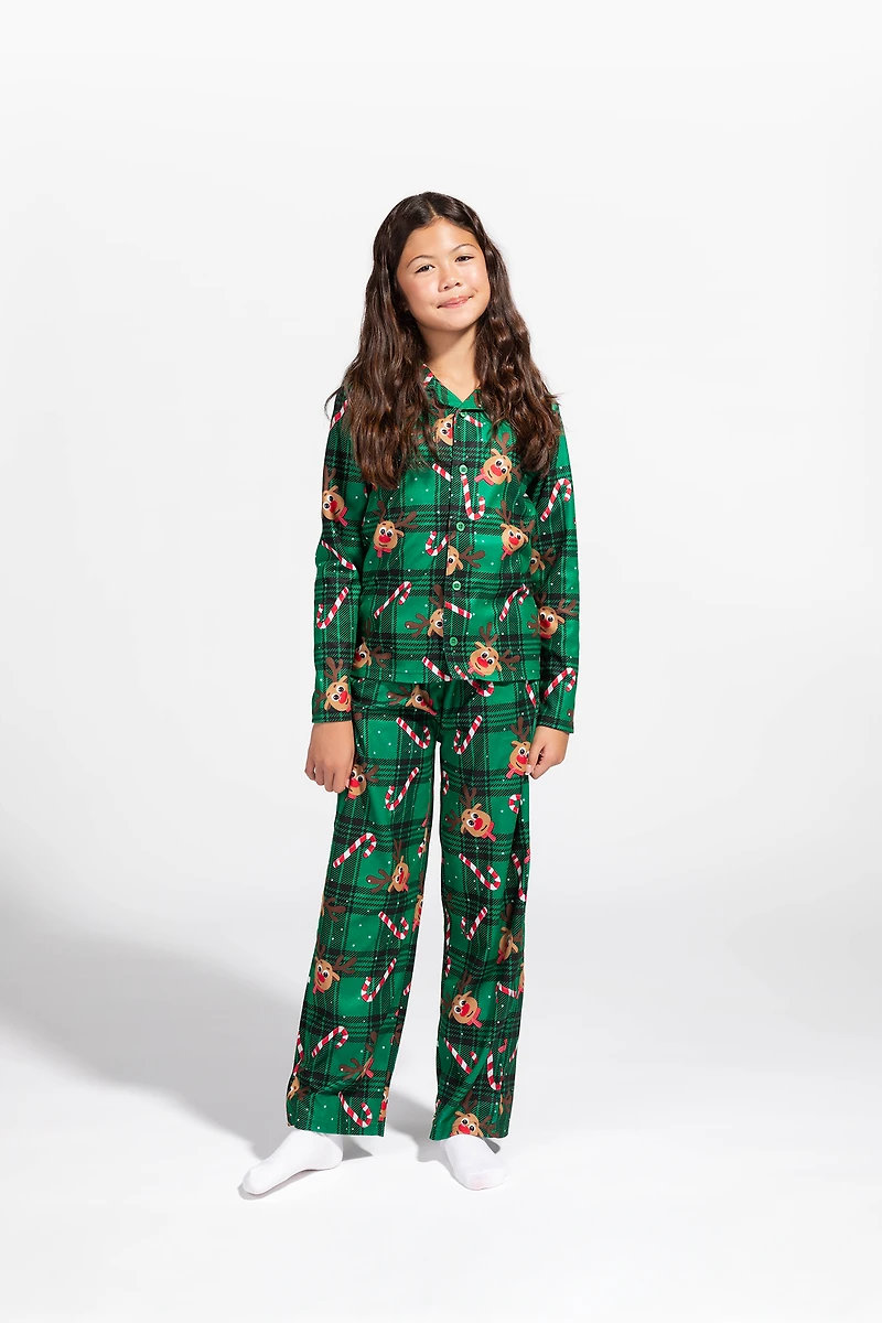 Kids Fammy Jammies Rudolph Flannel Pajama Set