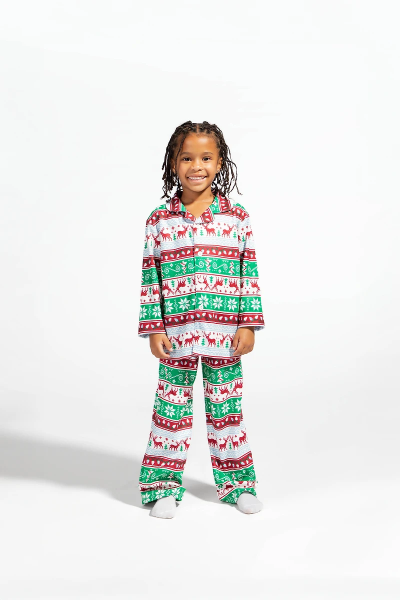 Kids Fammy Jammies Fair Isle Flannel Pajama Set