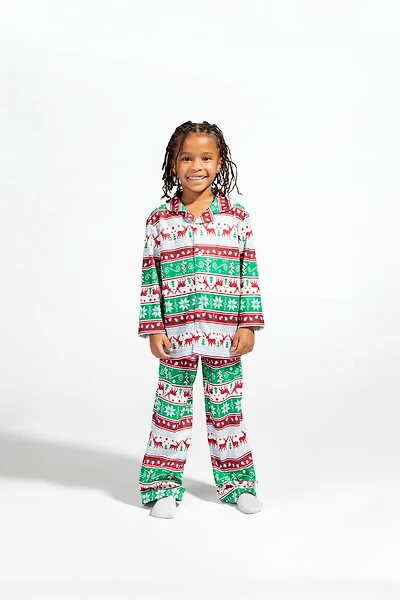 Kids Fammy Jammies Fair Isle Flannel Pajama Set