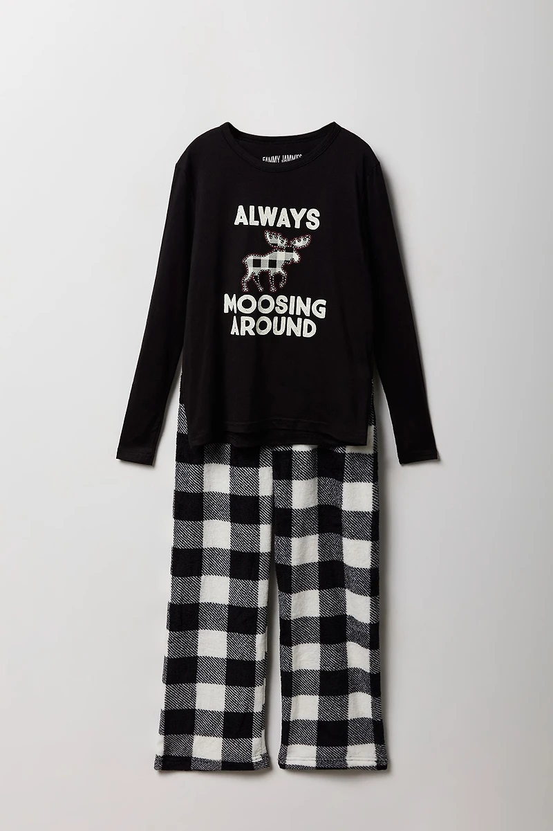Ensemble deux-pièces Pyjamas de famille à imprimé Moosing Around pour enfant