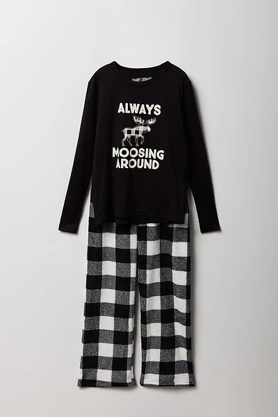 Ensemble deux-pièces Pyjamas de famille à imprimé Moosing Around pour enfant