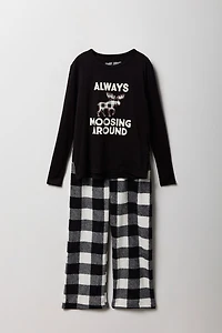 Ensemble deux-pièces Pyjamas de famille à imprimé Moosing Around pour enfant