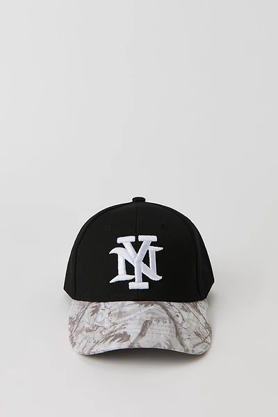 Casquette réglable avec motif brodé NY et motif camouflage