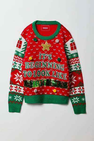 Chandail Hideux Noël à paillettes pour enfant