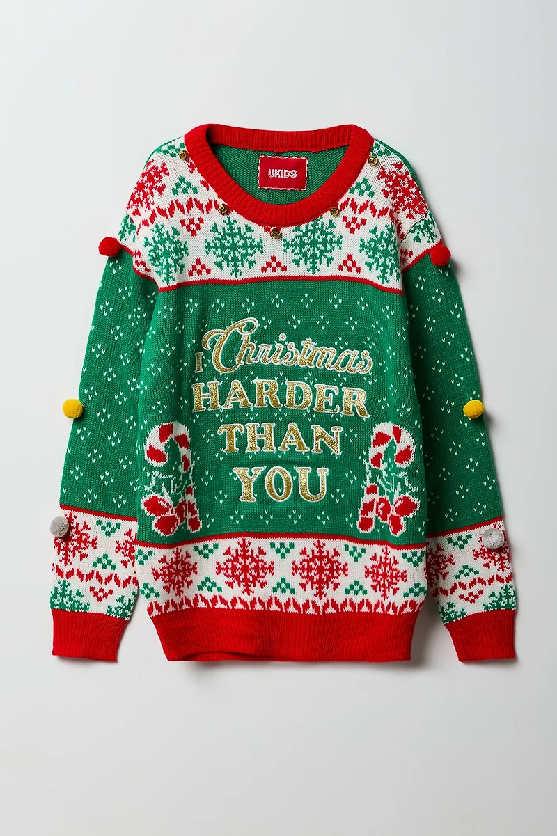 Kids Pom-Pom Christmas Sweater