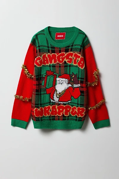Chandail Hideux Noël à imprimé Gangsta Santa pour enfant