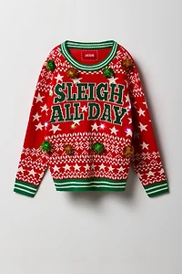 Kids Light-Up Sleigh Christmas Sweater