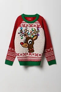 Kids Light-Up Reindeer Christmas Sweater