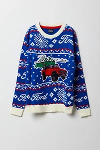 Chandail de Noël avec motif brodé Ford Bronco pour enfant