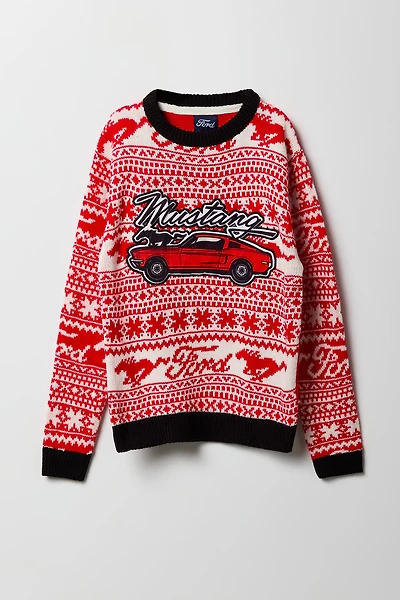 Kids Ford Mustang Embroidered Christmas Sweater