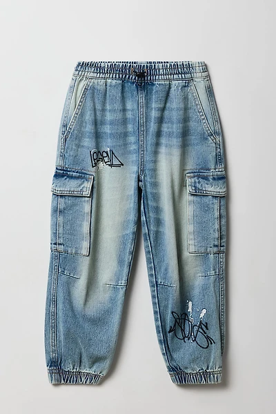 Boys Graffiti Denim Cargo Jogger