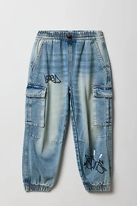 Boys Graffiti Denim Cargo Jogger