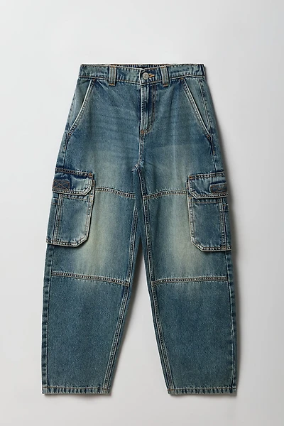 Jean cargo rigide à jambe large pour garçons