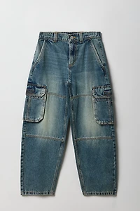 Jean cargo rigide à jambe large pour garçons