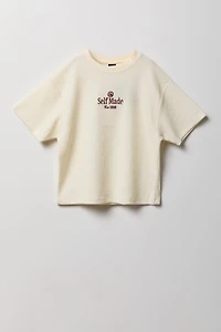 T-shirt carré texturé avec motif brodé pour garçon