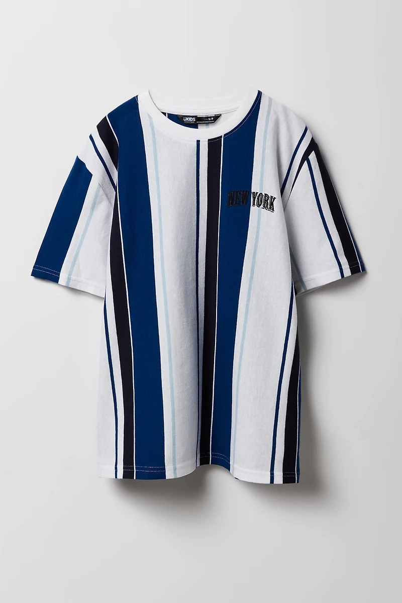 T-shirt rayé à broderie City pour garçons