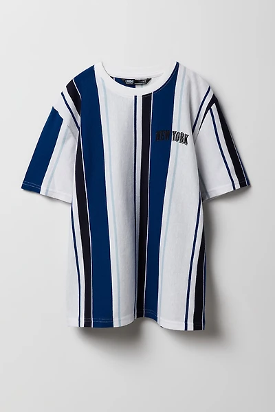 Boys City Embroidered Striped T-Shirt