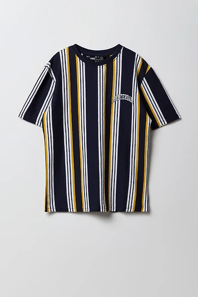 Boys City Embroidered Striped T-Shirt